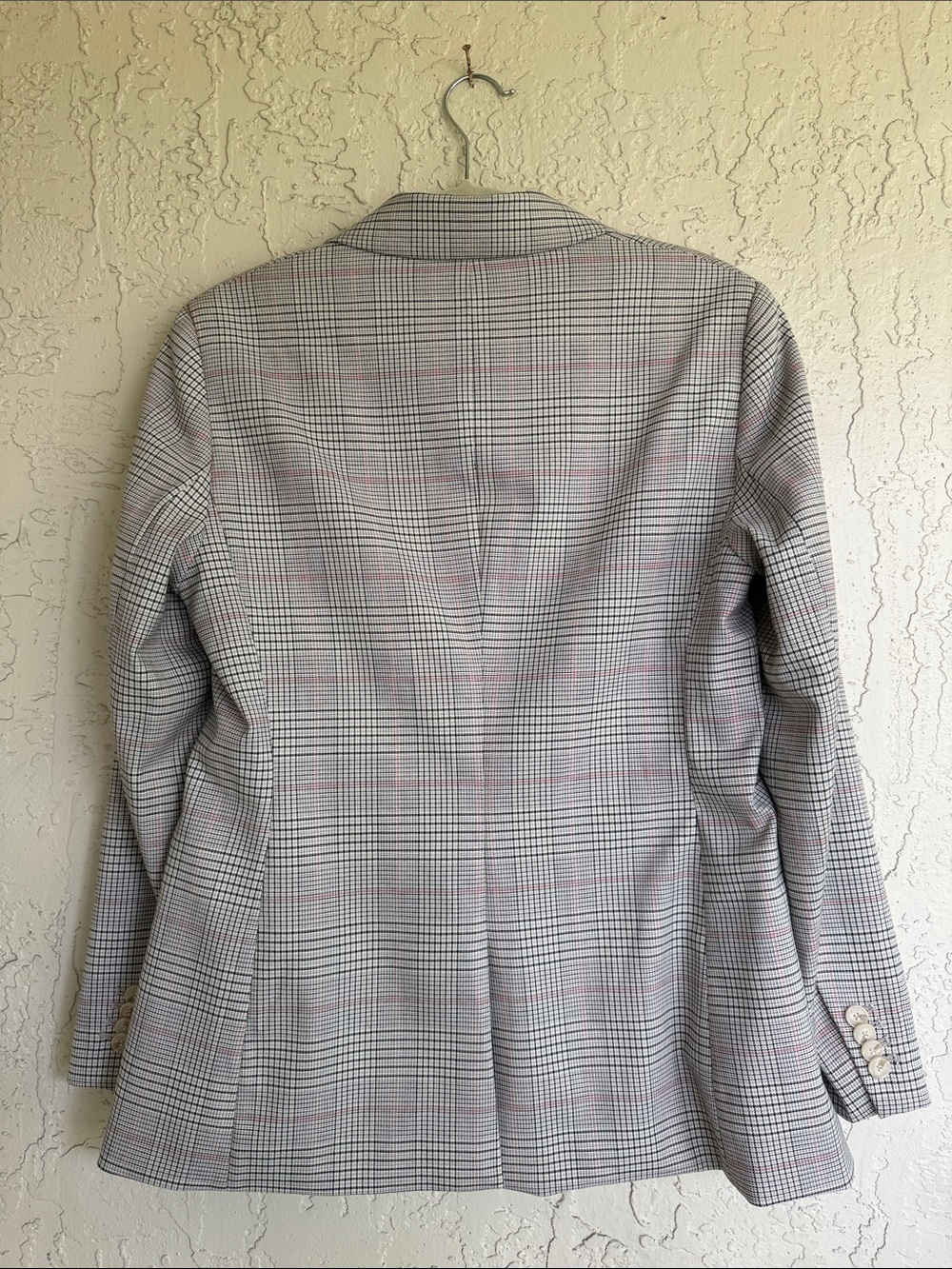 H&M Gray Plaid Blazer with Pink Windowpane Accent - Picture 7 of 8